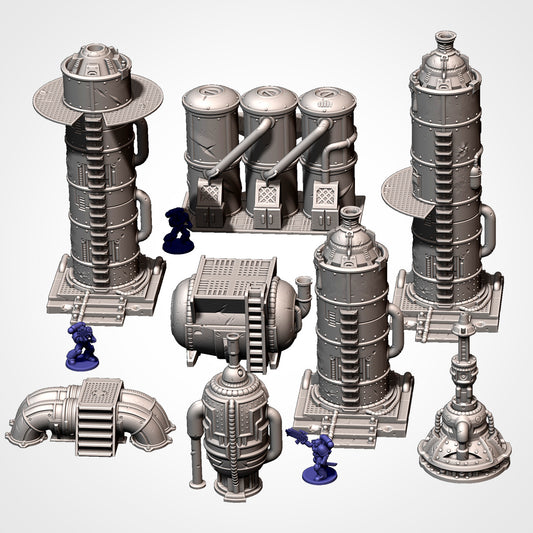 Industrial Sector Refinery Terrain, image 2 of 21, Battle Builder Tech by Txarli Factory