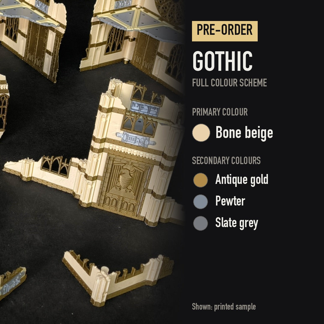 Gothic full colour scheme: primary and secondary colours, shown on a printed sample