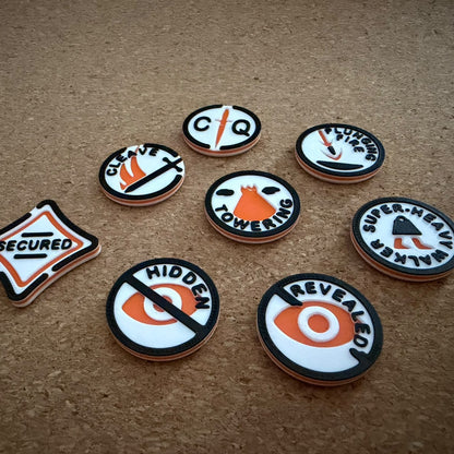 mw-382-tokens: Secured, Close Quarters, Cleave, Plunging Fire, Towering, Super-Heavy Walker, Hidden and Revealed tokens
