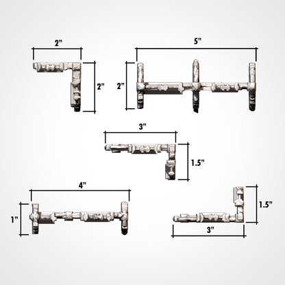 Rubble wall scatter set with dimensions, 1 to 5 inches