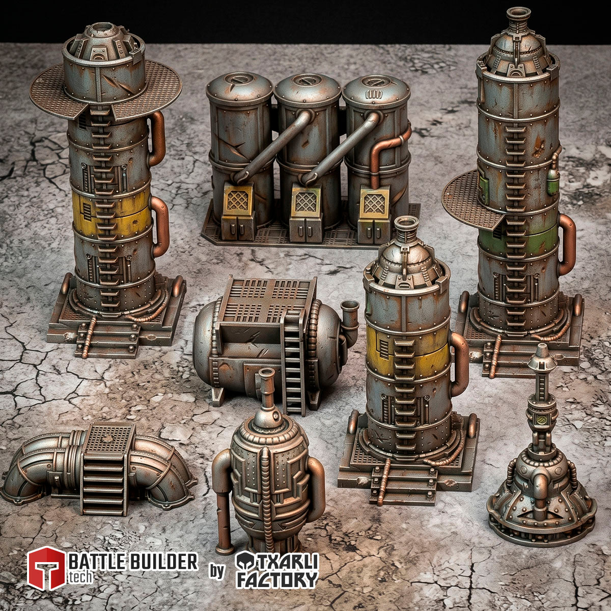 Industrial Sector Refinery Terrain, image 1 of 21, Battle Builder Tech by Txarli Factory