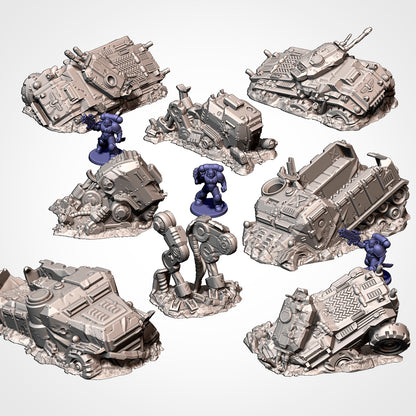 Destroyed Vehicle Wrecks, image 2 of 18, Battle Builder Tech by Txarli Factory