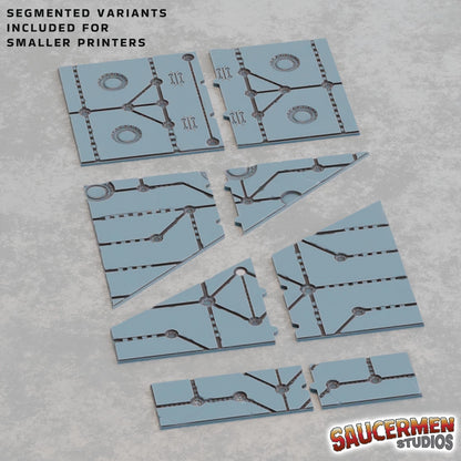 Ancient alien footprint templates set, segmented variant for small-format 3D printers