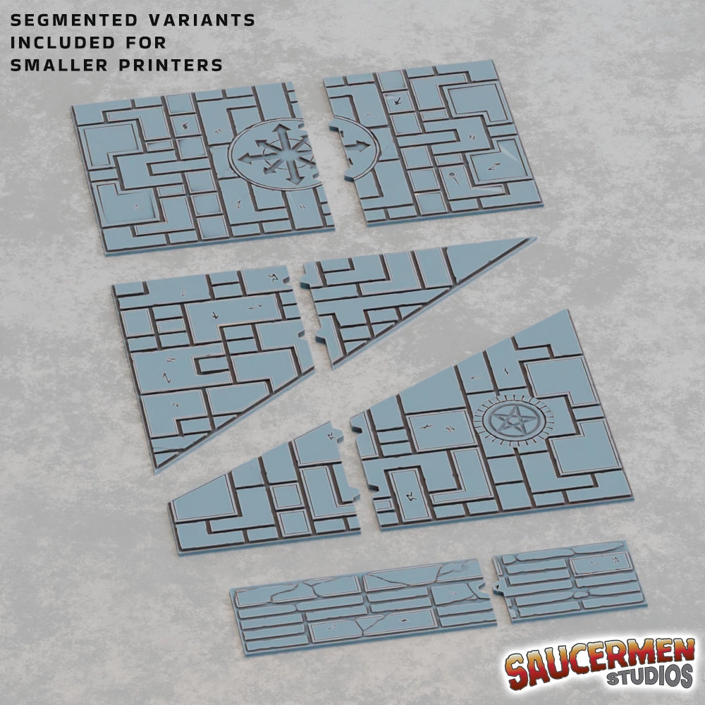 Cultist footprint templates set, segmented variant for small-format 3D printers