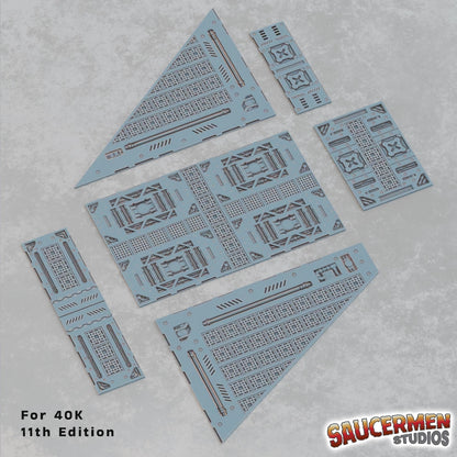 Industrial footprint templates set bases layout with tech surface detail