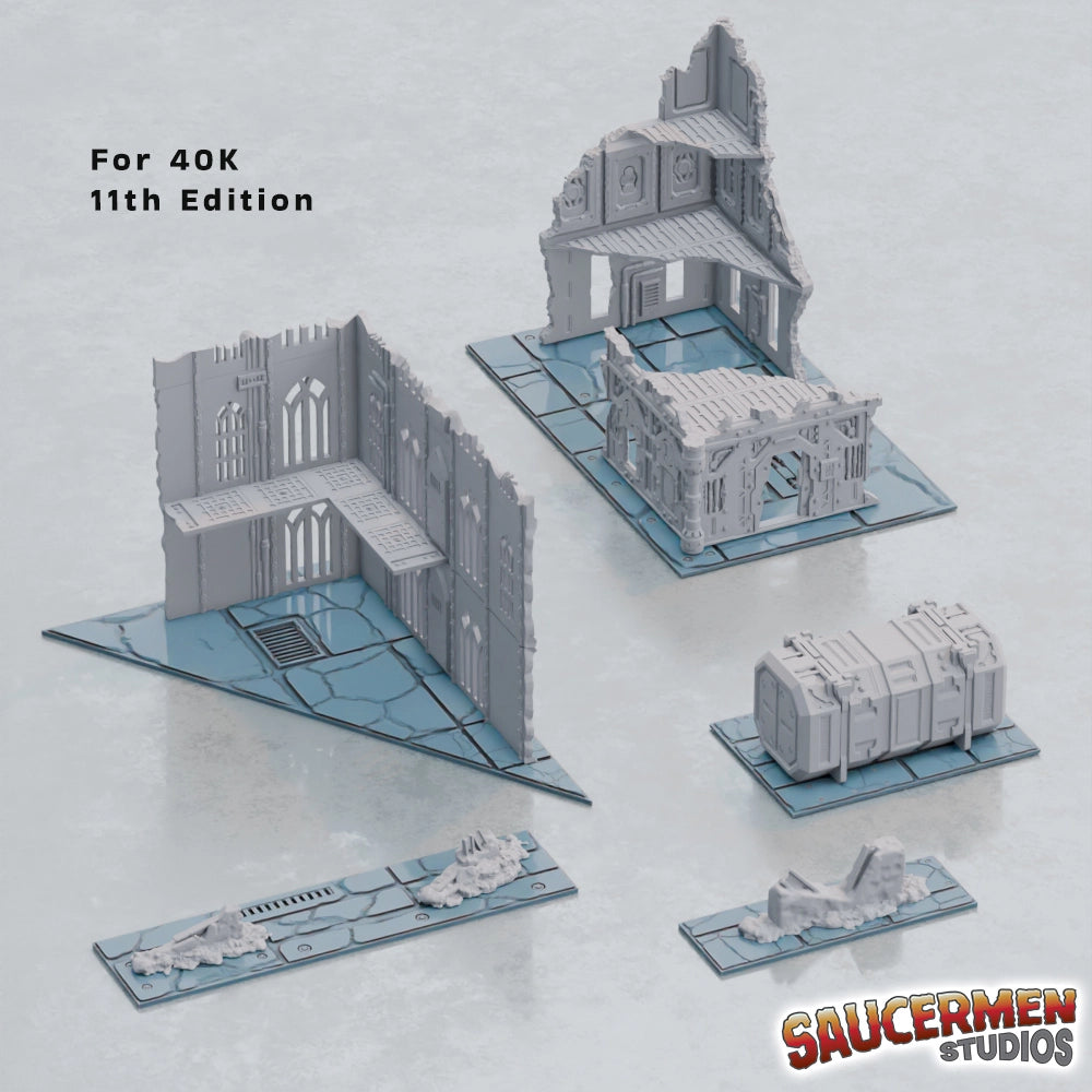 Ruins theme footprint templates set