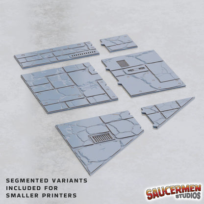Ruins footprint templates set, segmented variant for small-format 3D printers