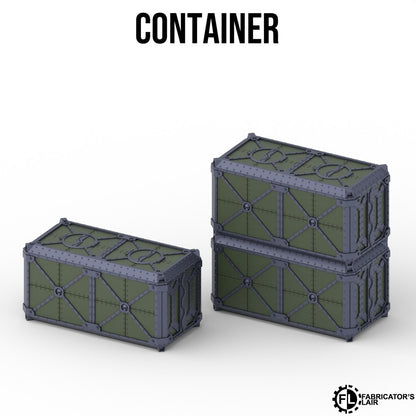 Double cargo container, 5.1 x 2.5 x 5.0 inches, armoured ruins style