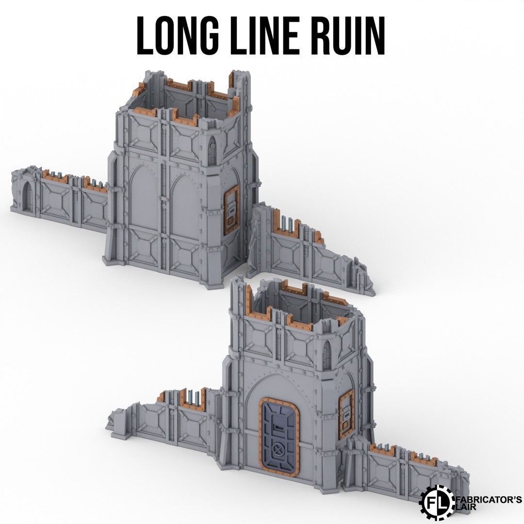 Long armoured ruins built from centre section and two end wings