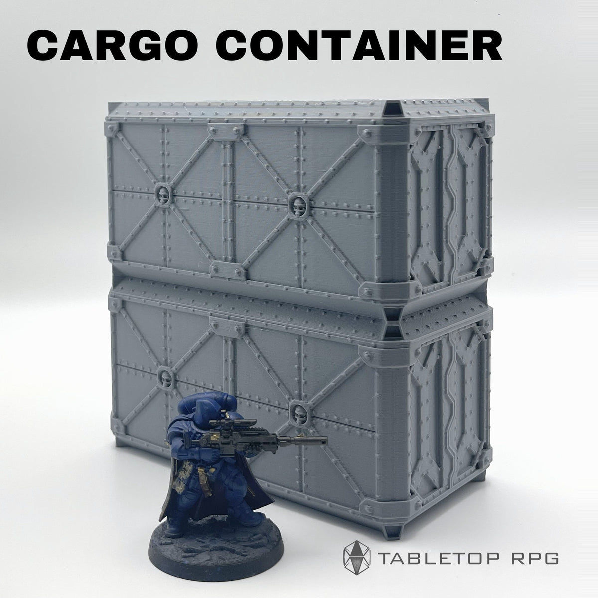 Armored ruins double cargo container, angled view with miniature