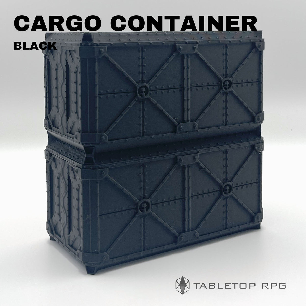 Armored ruins double cargo container in black, angled view
