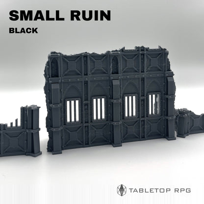 Armored small ruins wall section with windows, black