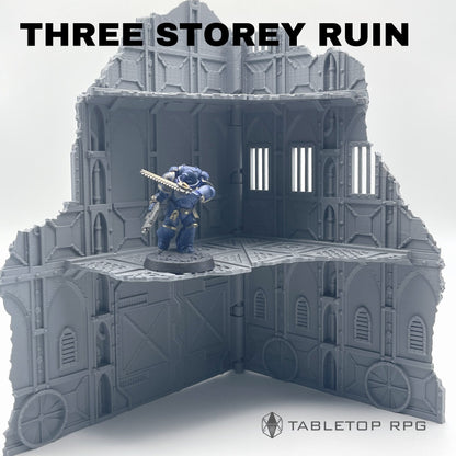 Armored ruins large three storey A opened, miniature on the upper floor