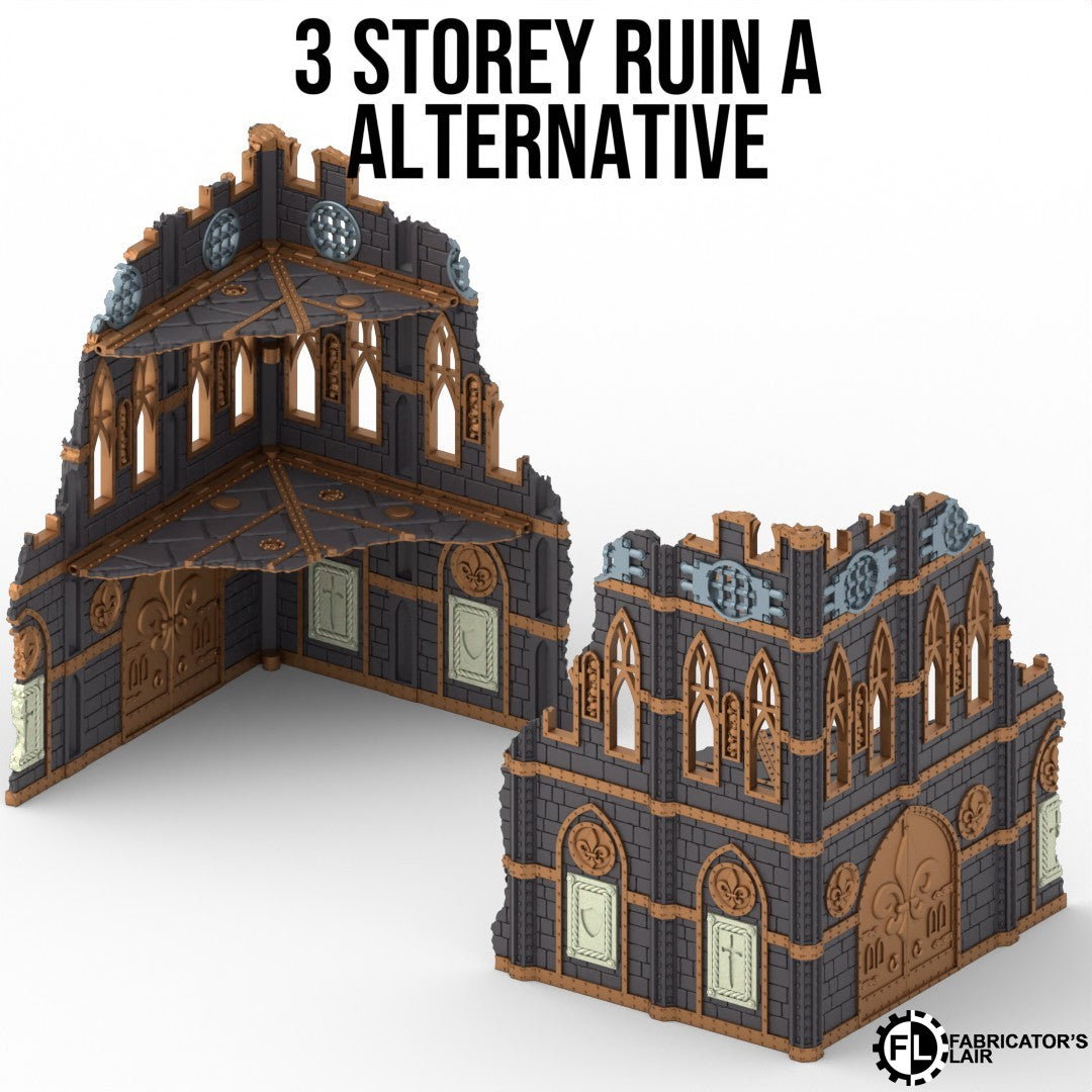 Large battle nun ruins, three storey design A, alternative facade