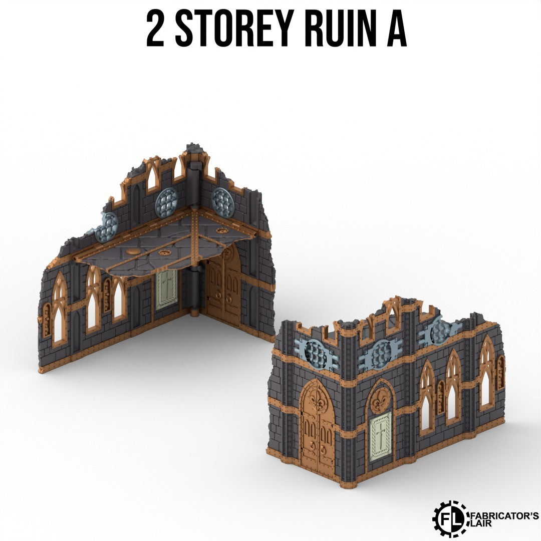 Large battle nun ruins, two storey design A with removable floor panels