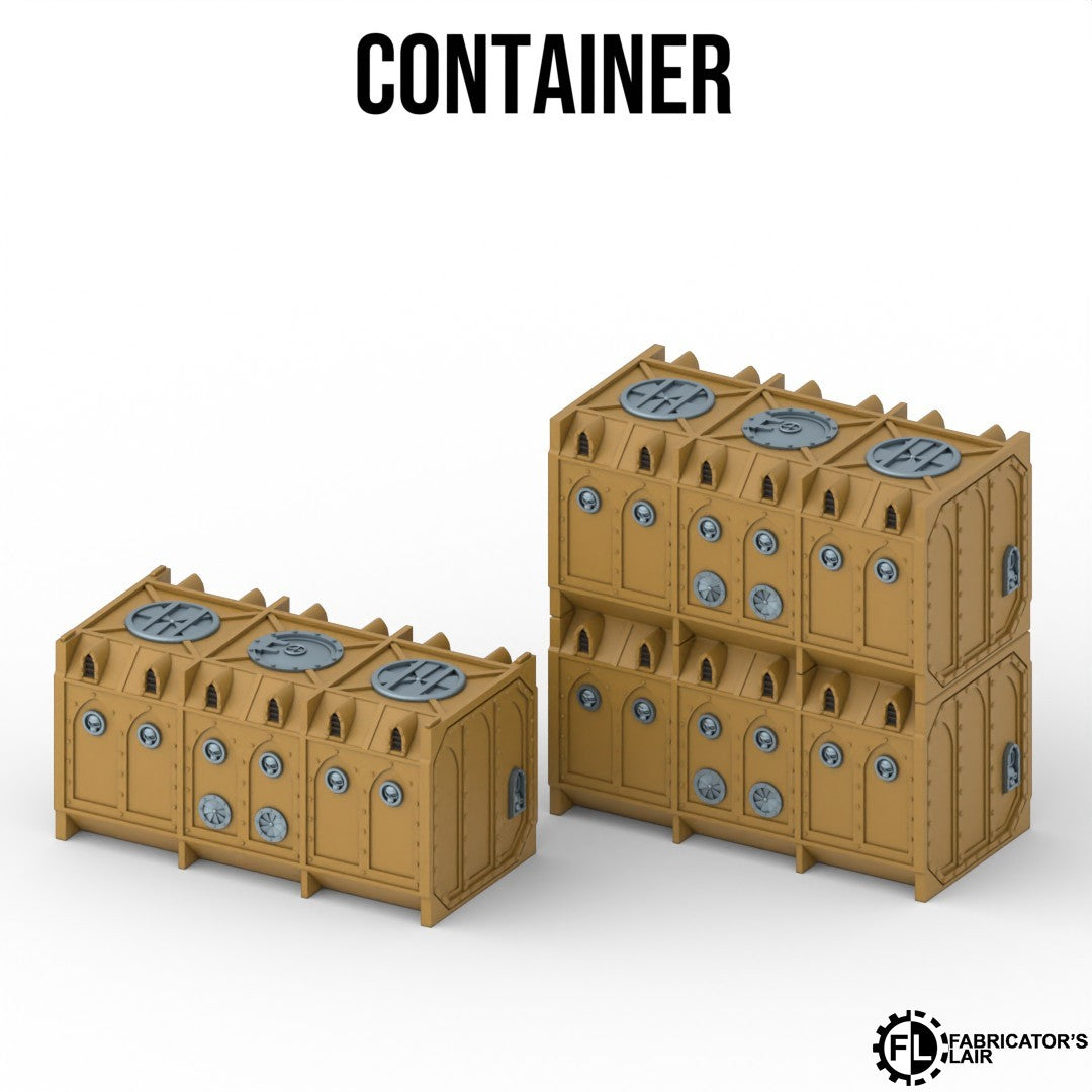 Double cargo container, 5.1 x 2.5 x 5.0 inches, gothic ruins style