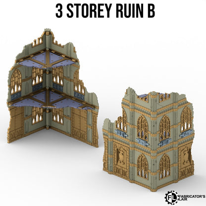 Large gothic ruin, three storey design B, folds flat to one inch