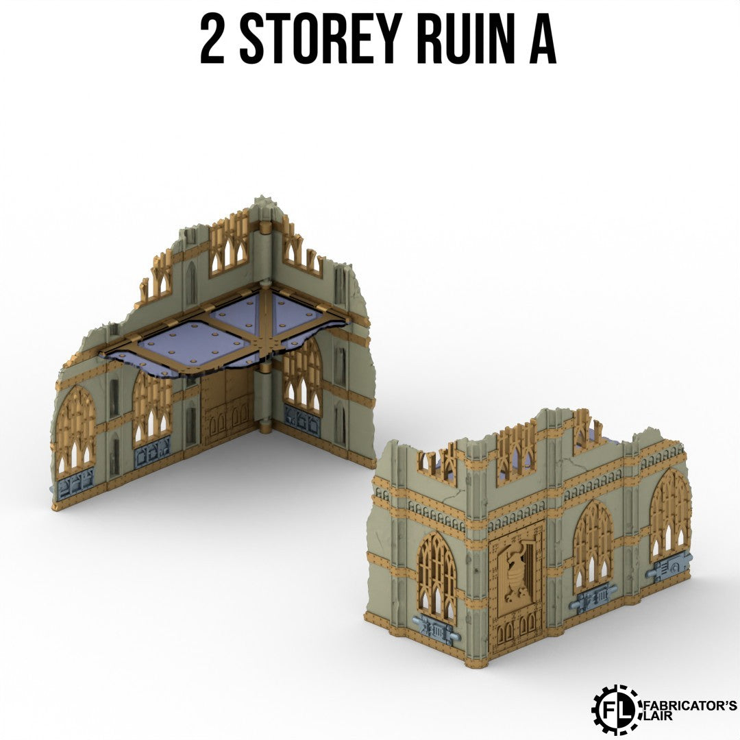 Large gothic ruin, two storey design A with removable floor panels