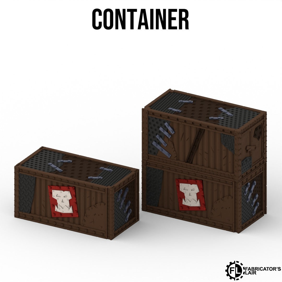 Double cargo container, 5.1 x 2.5 x 5.0 inches, greenskin ruins style