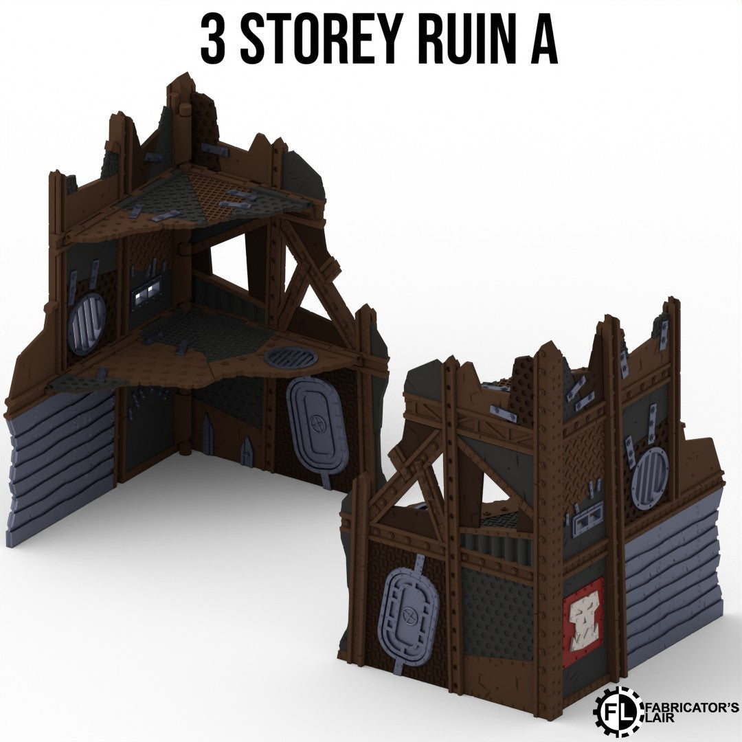 Large greenskin ruins, three storey design A, folds flat to one inch