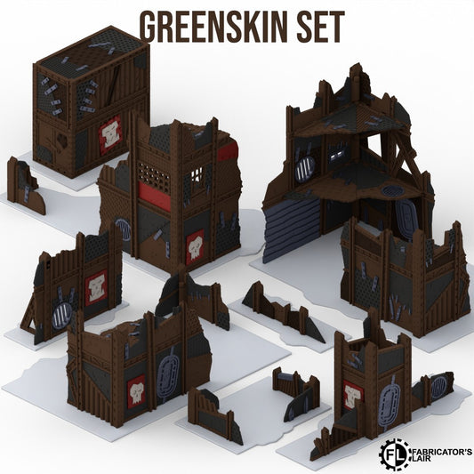 Foldable greenskin ruins full 11th Edition terrain table, 30 pieces