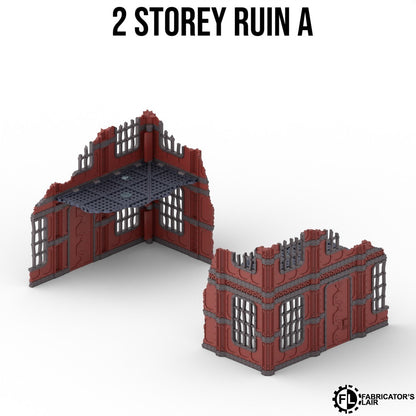 Large industrial ruins, two storey design A with removable floor panels