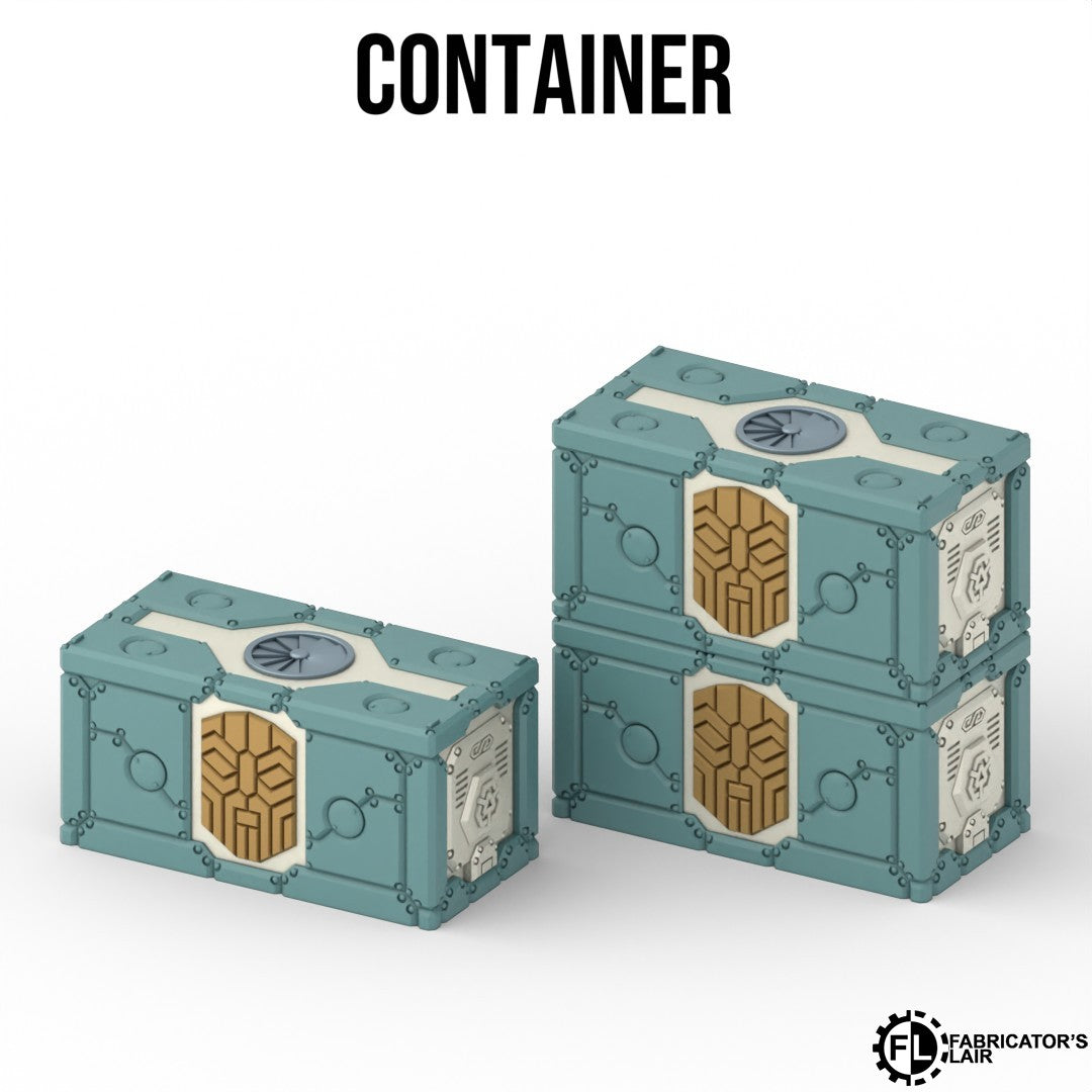 Double cargo container, 5.1 x 2.5 x 5.0 inches, space dwarf ruins style