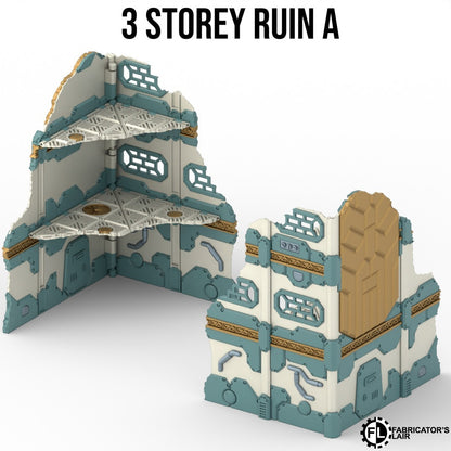 Large space dwarf ruins, three storey design A, folds flat to one inch