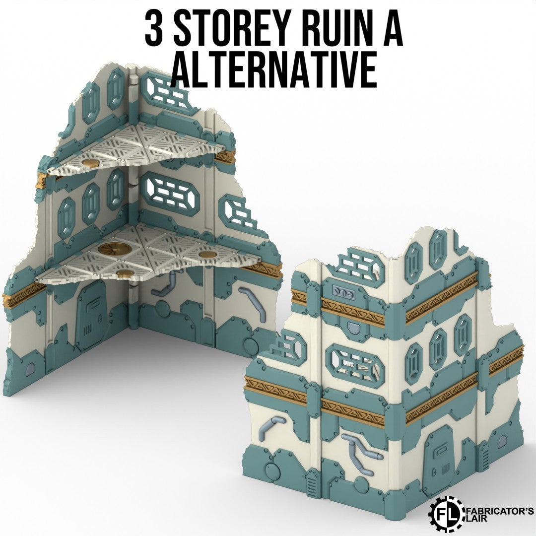 Large space dwarf ruins, three storey design A, alternative facade