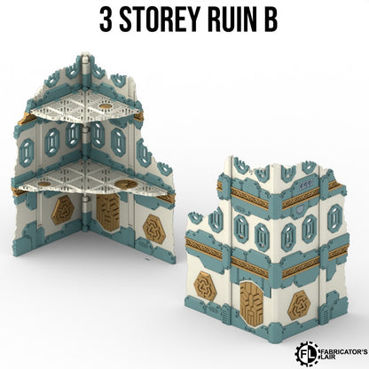 Large space dwarf ruins, three storey design B, folds flat to one inch