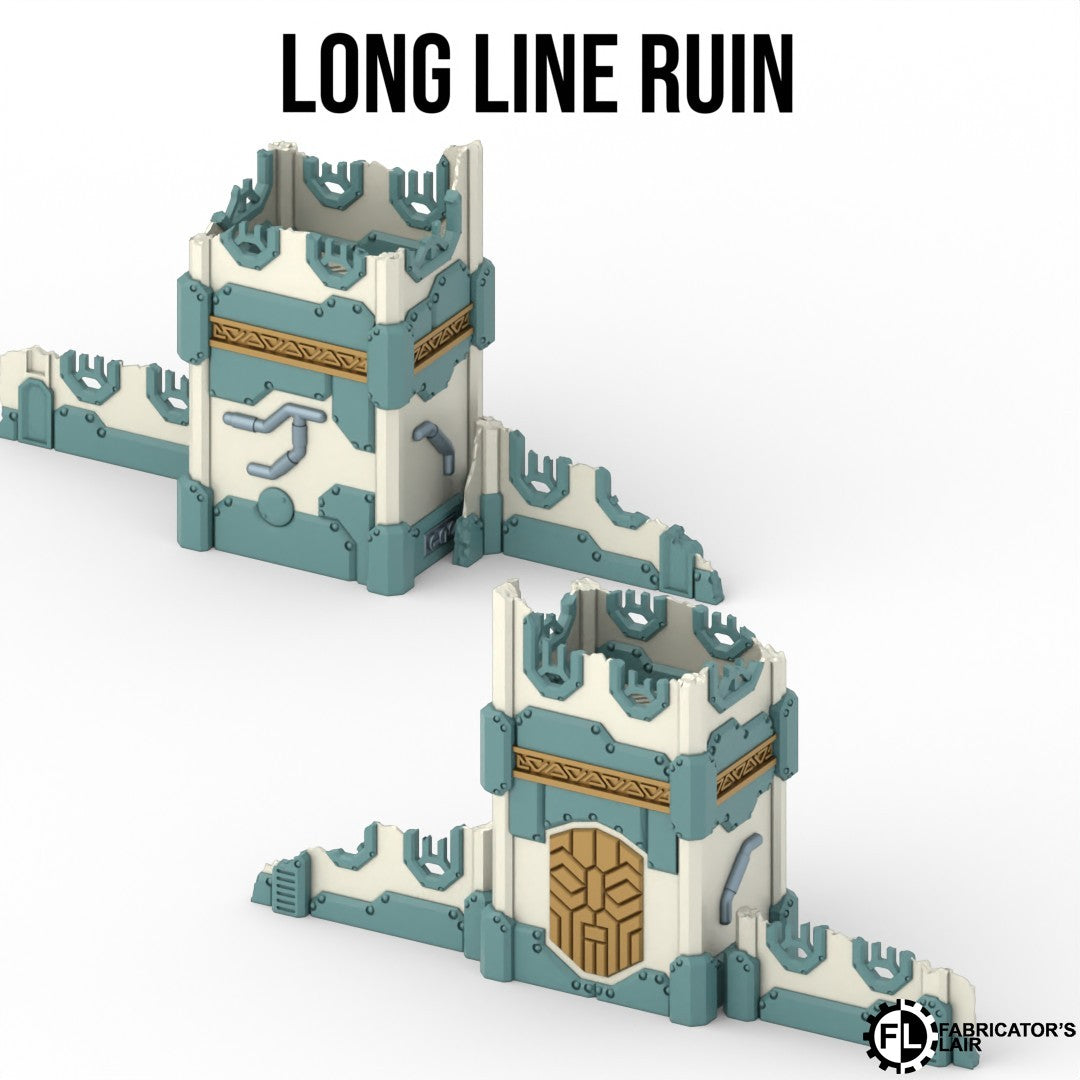 Long space dwarf ruins built from centre section and two end wings