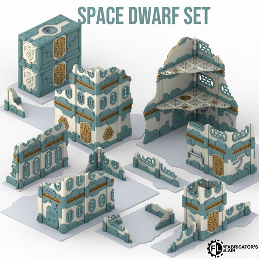 Foldable space dwarf ruins full 11th Edition terrain table, 30 pieces