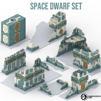 Foldable space dwarf ruins table configured with two-storey buildings only