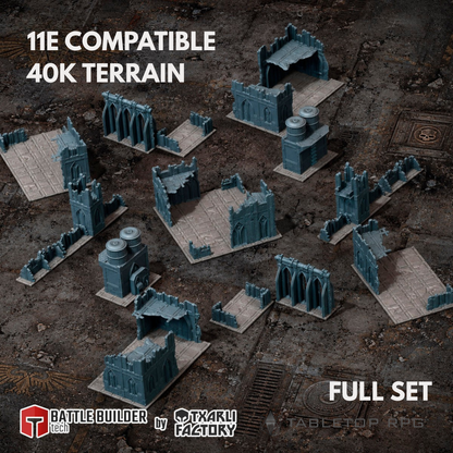 11th Edition Classic Ruins full table set — 11E compatible 40K terrain by Txarli Factory