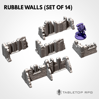 Rubble Walls set of 14 with scale miniature