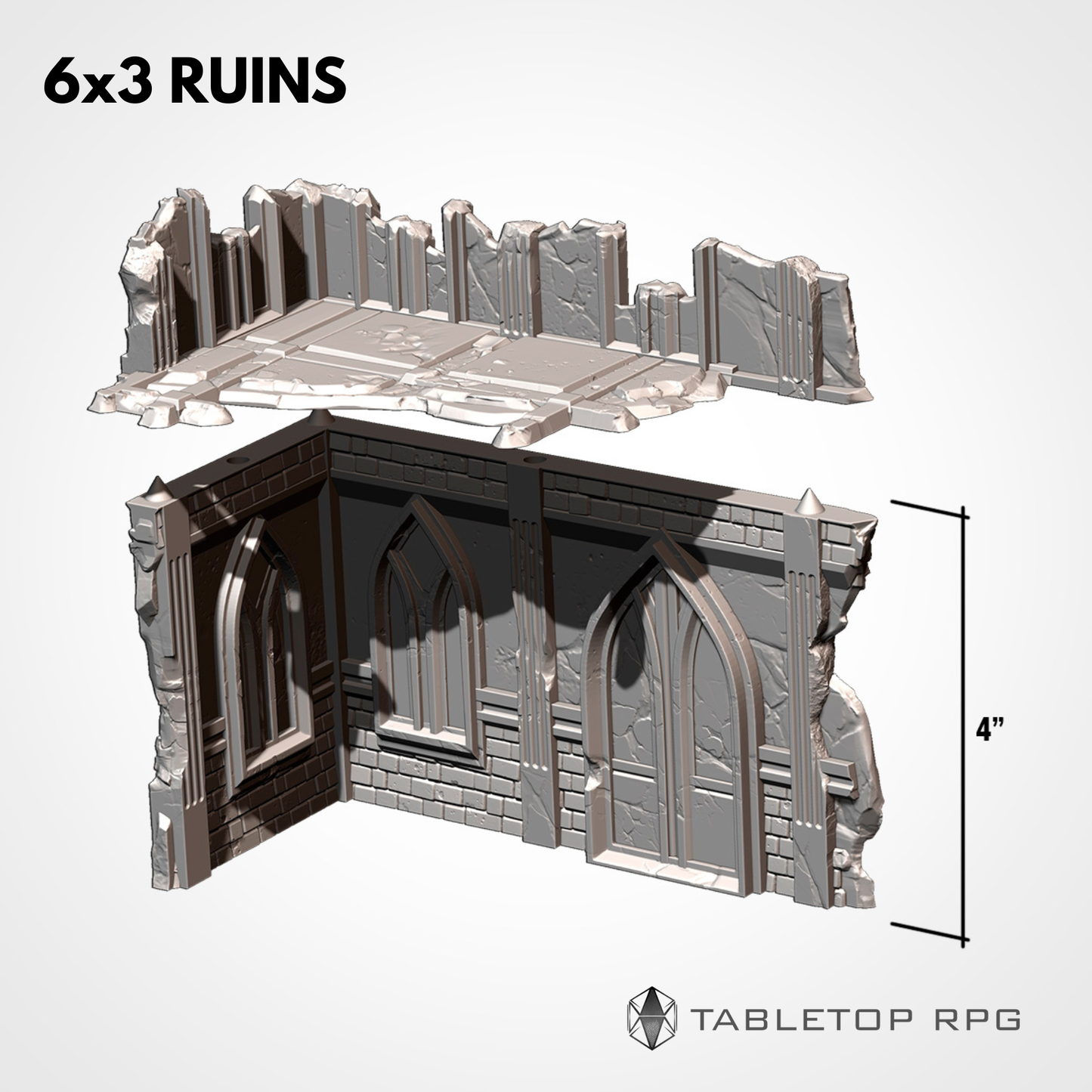 6x3 Ruins exploded view: ground storey and removable upper level