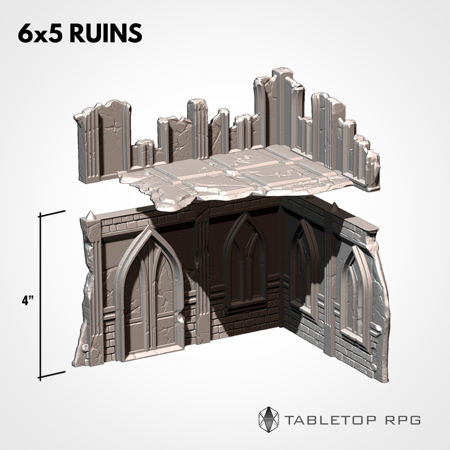 6x5 Ruins exploded view: ground storey and removable upper level
