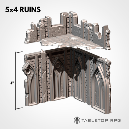 5x4 Ruins exploded view: ground storey and removable upper level