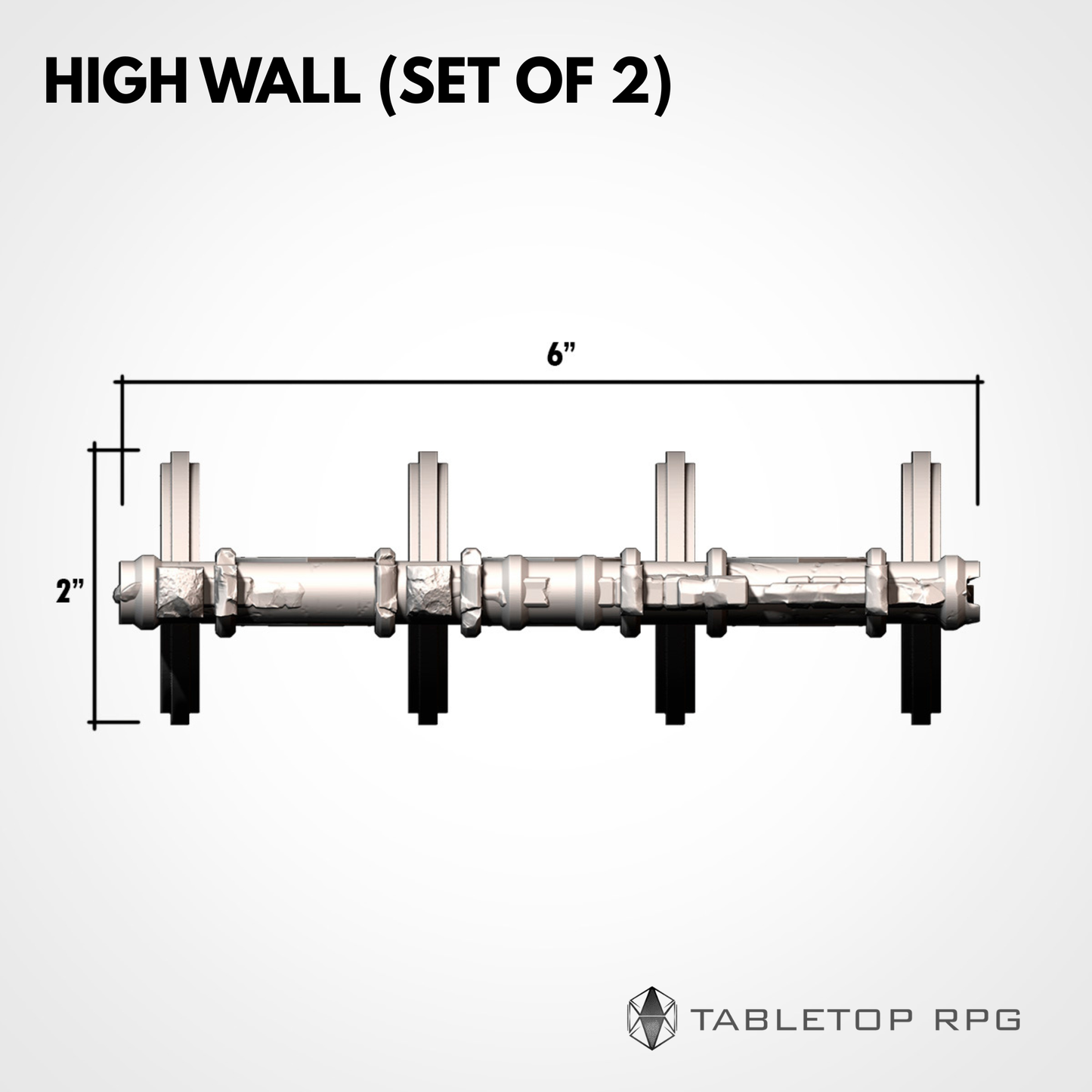 High Wall set of 2, 6 x 2 inch footprint dimensions