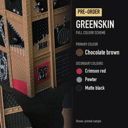 Greenskin full colour scheme: primary and secondary colours, shown on a printed sample