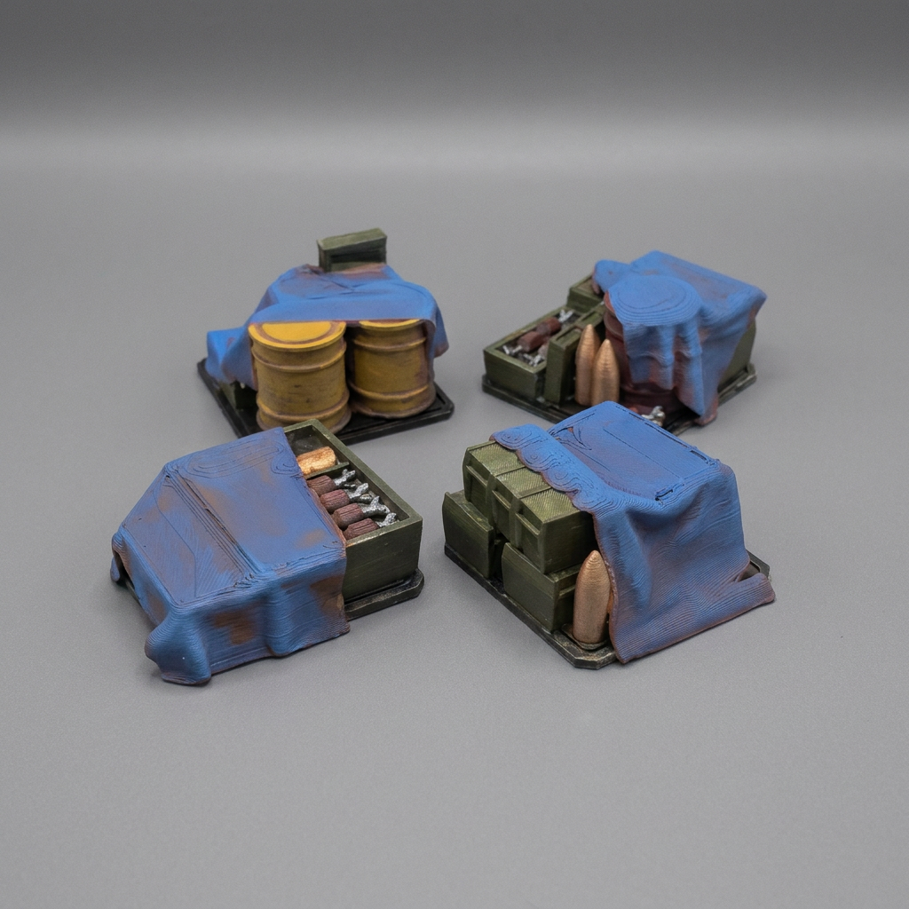 Tarp Covered Ammo Piles