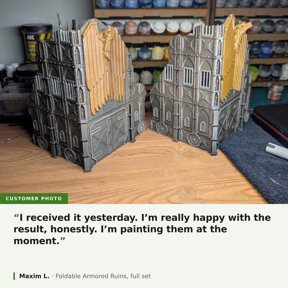 Foldable Armored Ruins 11th Ed Competitive 40k Terrain Table: Full Set or Singles