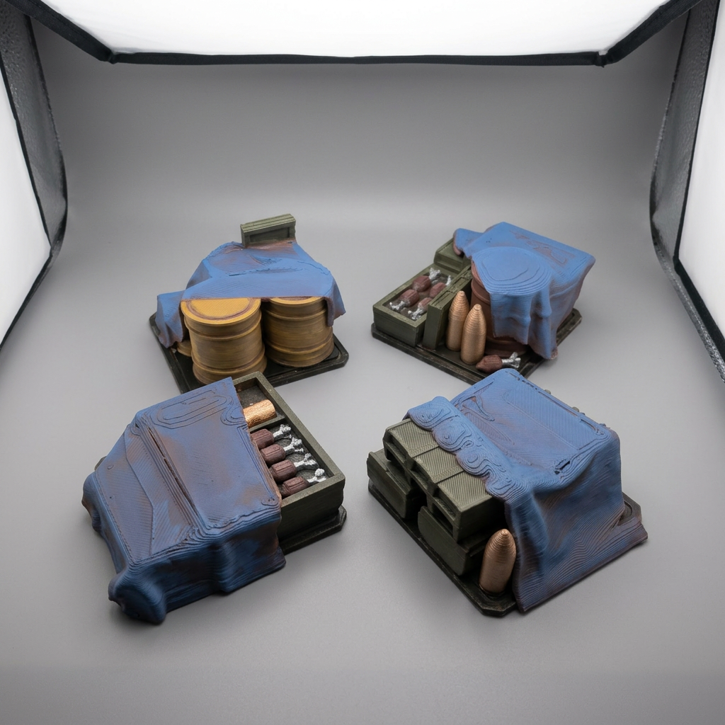 Tarp Covered Ammo Piles alternate angle 1