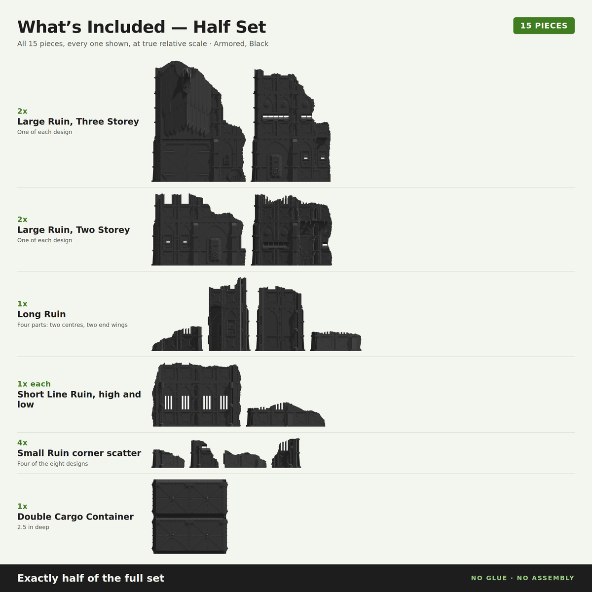 Foldable Armored Ruins 11th Ed Competitive 40k Terrain Table: Full Set or Singles