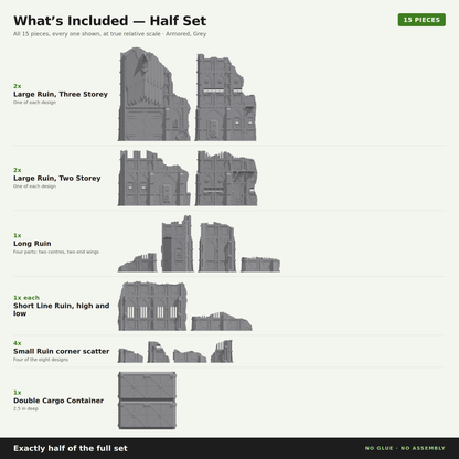 Foldable Armored Ruins 11th Ed Competitive 40k Terrain Table: Full Set or Singles