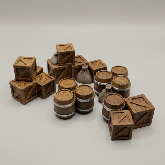 Wooden Crates and Barrels